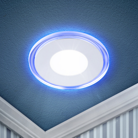 LED 3-9 BL Светильник ЭРА светодиодный круглый c cиней подсветкой LED 9W 220V 4000K