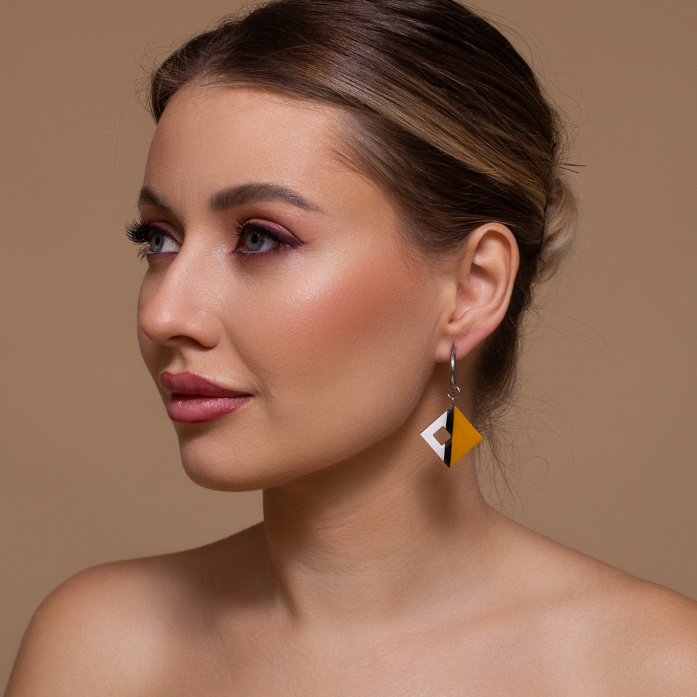 Серьги - Конго с Подвесками - Авангард Охра/Брызги