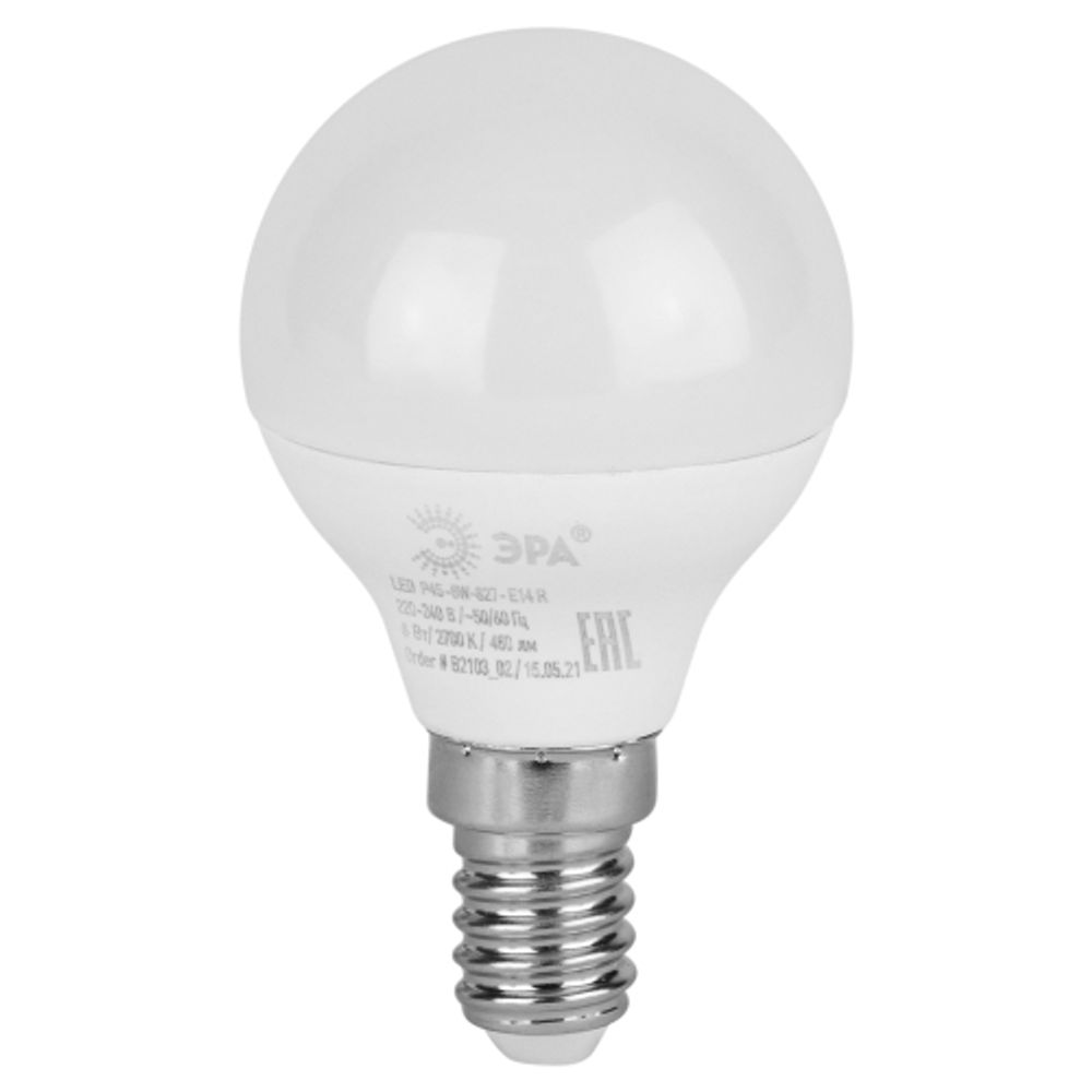 Лампа светодиодная ЭРА RED LINE LED P45-6W-827-E14 R Е14 / E14 6 Вт шар теплый белый свет | Лампы cветодиодные Шар (G/P)