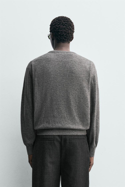 ZARA СВИТЕР ИЗ СМЕСОВОЙ ШЕРСТИ, СЕРЫЙ МЕЛАНЖ