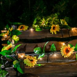 USL-S-138-PT2300 SUNFLOWERS Садовая гирлянда на солнечной батарее Подсолнухи. 24 светодиода. Теплый белый свет. 1xАА Ni-Mh аккумулятор в-к. IP44. TM Uniel