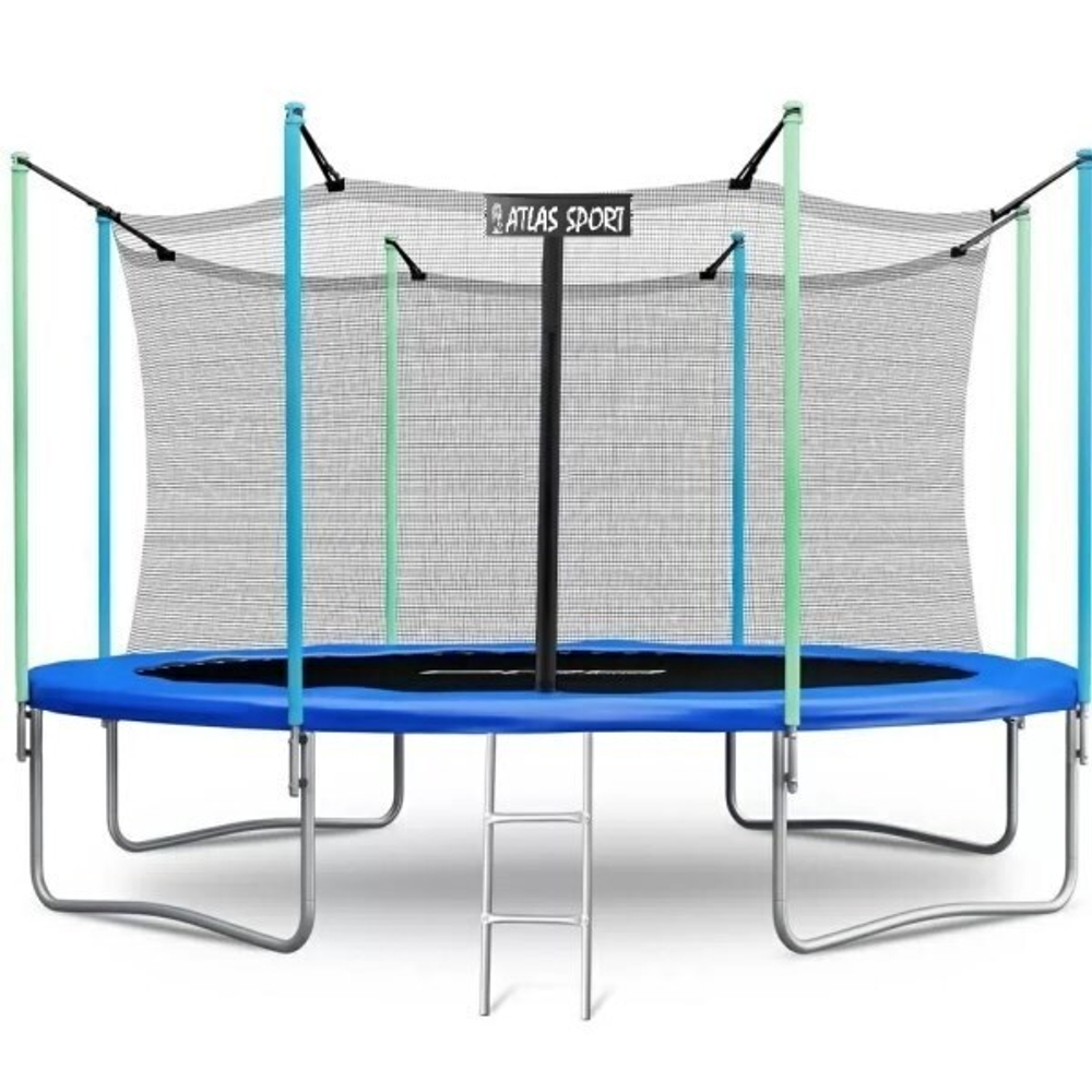 Батут Atlas Sport 435 см (14ft) с внутренней сеткой и лестницей Blue