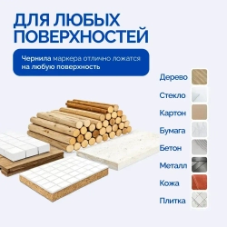 Маркер строительный, тонкий, разметочный с длинным наконечником 5 шт черный, красный, зеленый, синий, белый