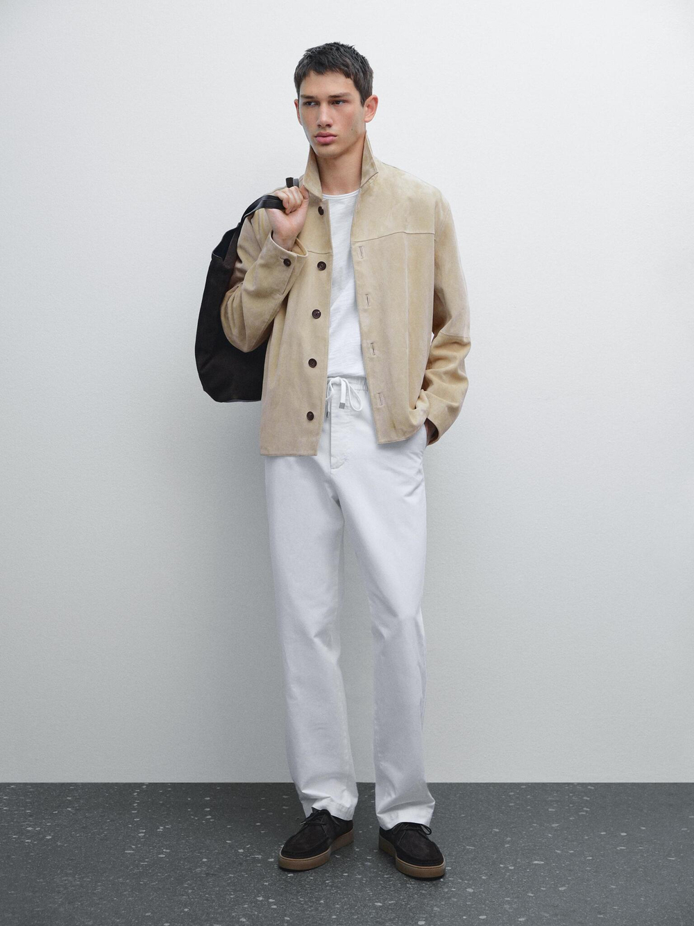 Massimo Dutti Брюки-джоггеры из хлопковой смеси, белый