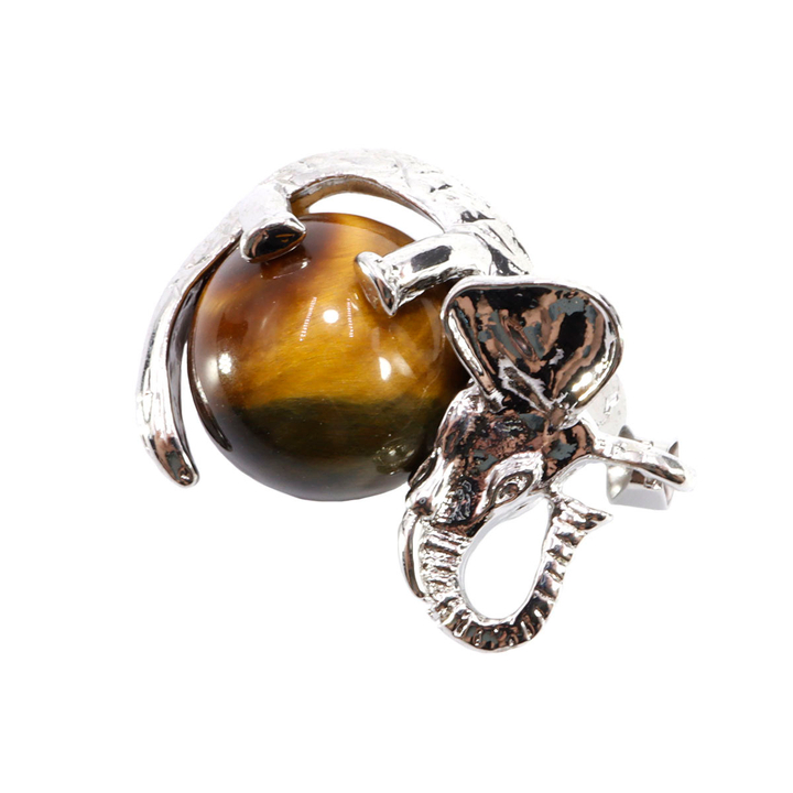 Подвеска Слон на шаре Тигровый глаз оберег на энергетическую защиту 3 см