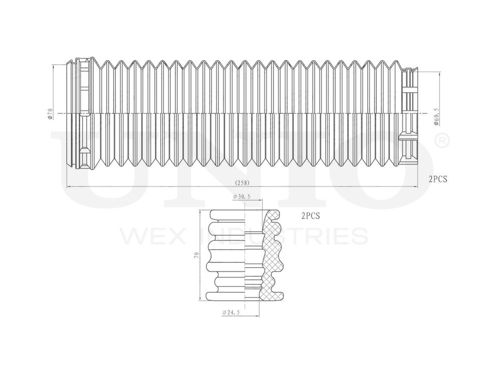 Комплект пыльник и отбойник UNIO DUC-50041