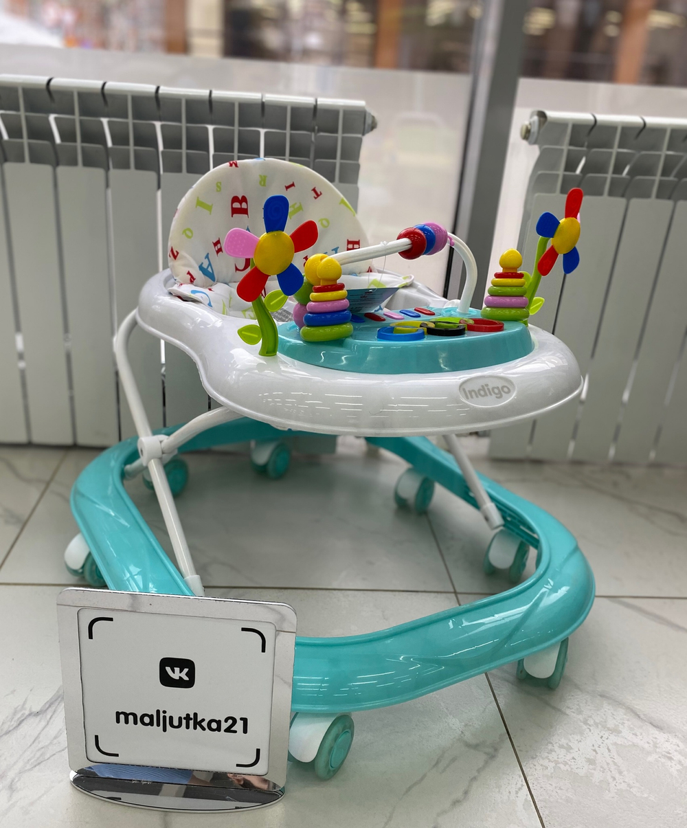 Ходунки "ABC C" 8 силиконовых колес, муз. (INDIGO) (бирюзовый)