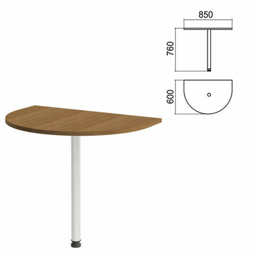Стол приставной полукруг &quot;Арго&quot;, 850х600х760, орех/опора хром (КОМПЛЕКТ)