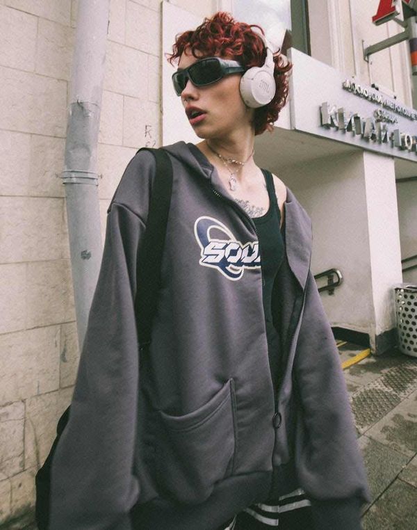 Худи Zip Серый - фото 3