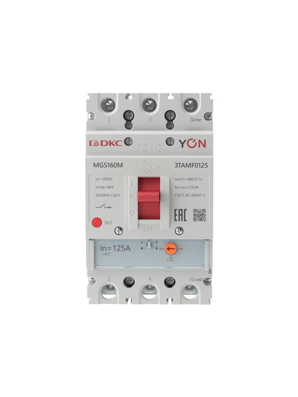Выключатель автоматический MGS160 3P 100-125A 25kA YON MGS160M-3TAMF0125