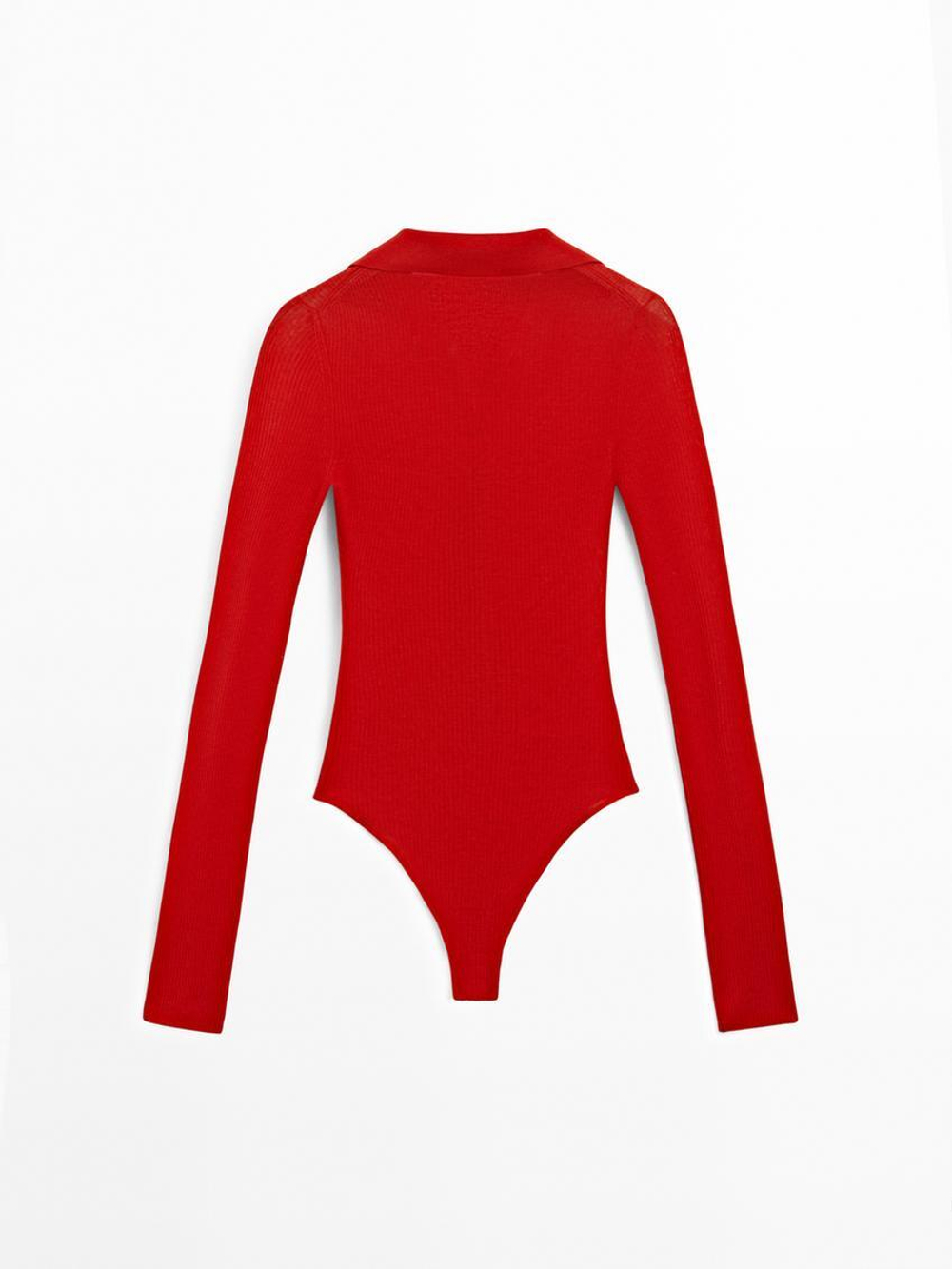 Massimo Dutti Полупрозрачный боди - STUDIO, красный