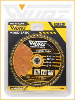 Диск пильный по дереву 185х48Тх1.3/2.2х30/20мм WURZ WW18548