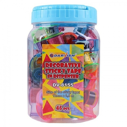 Клейкая лента декоративная в диспенсере, 12мм*2.8м, 45шт/уп, DARVISH DV-8155