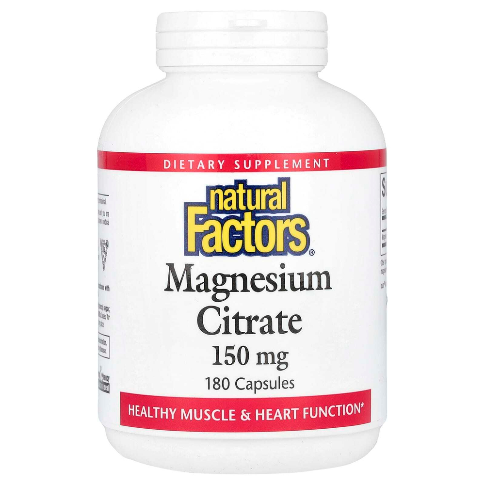 Natural Factors, цитрат магния, 150 мг, 180 капсул