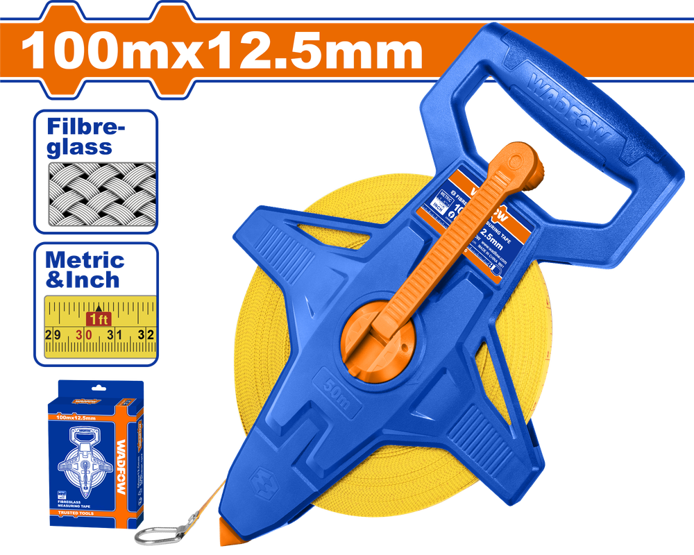 Мерная лента фибергласс WADFOW WMT25100 100 м