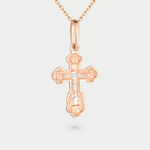 Крест женский православный из розового золота 585 пробы без вставок (арт. 701427-1002)