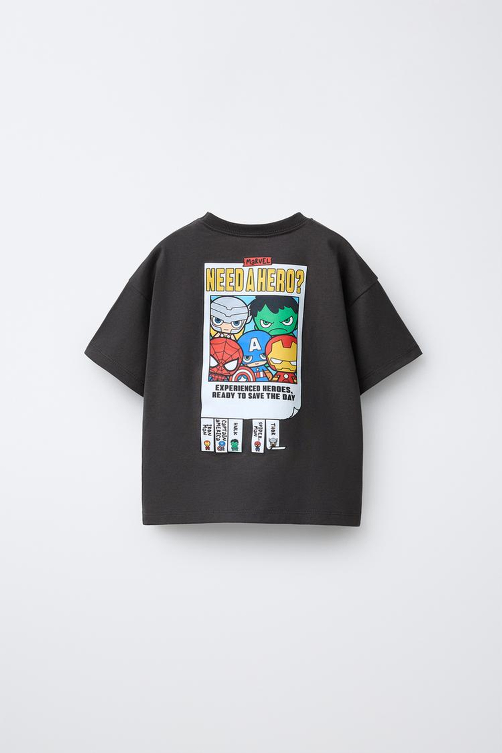 ZARA ФУТБОЛКА С ПРИНТОМ THE AVENGERS © MARVEL, ЧЕРНЫЙ