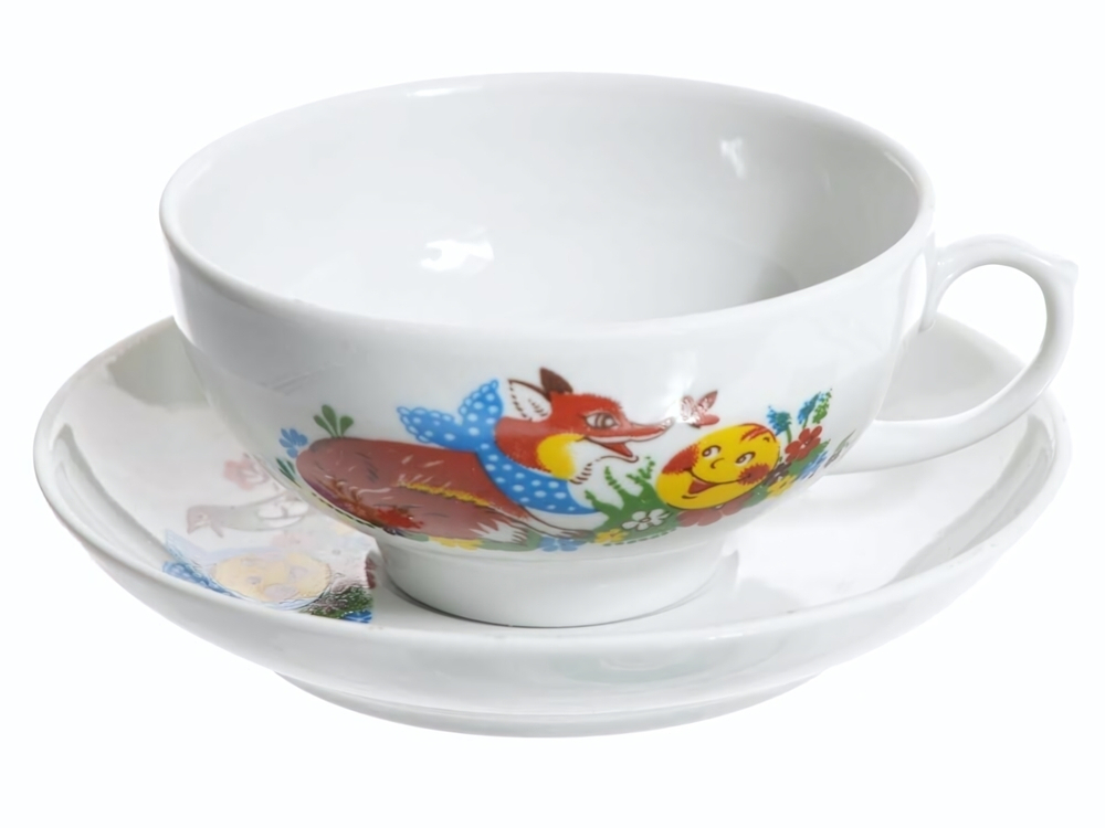 Чайная пара 220мл форма Рубин, Веселый колобок