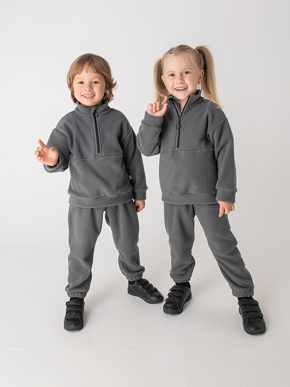 Олимпийка флисовая на молнии "Графитовый"