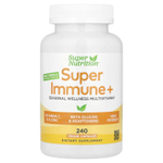 Super Nutrition, Super Immune+, мультивитамины с суперадаптогенами, витаминами C и D, цинком и бета-глюканом, 240 вегетарианских капсул