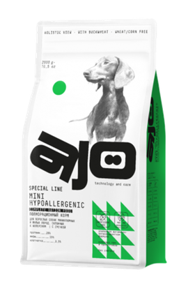 AJO Dog Mini Adult HYPO Индейка 2кг.