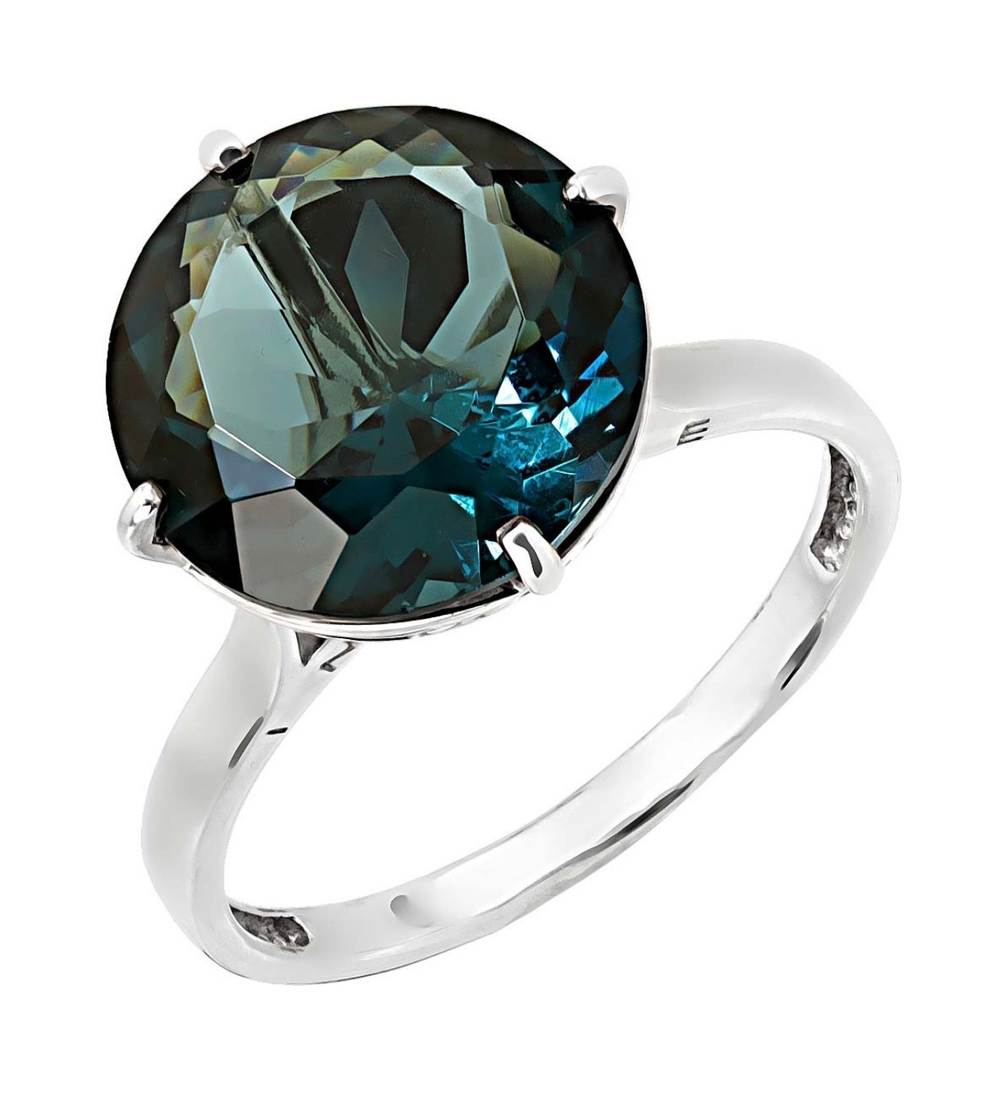 Узкое кольцо с камнем "Лондон топаз" бриллиантовая огранка