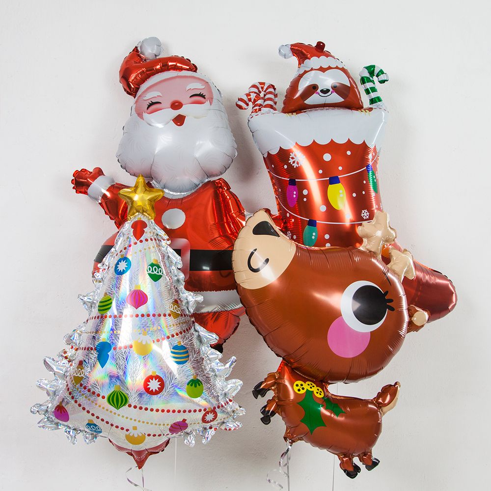 Шар (37"/94 см) Фигура, Новогодний носок с подарками, Красный 1 шт.