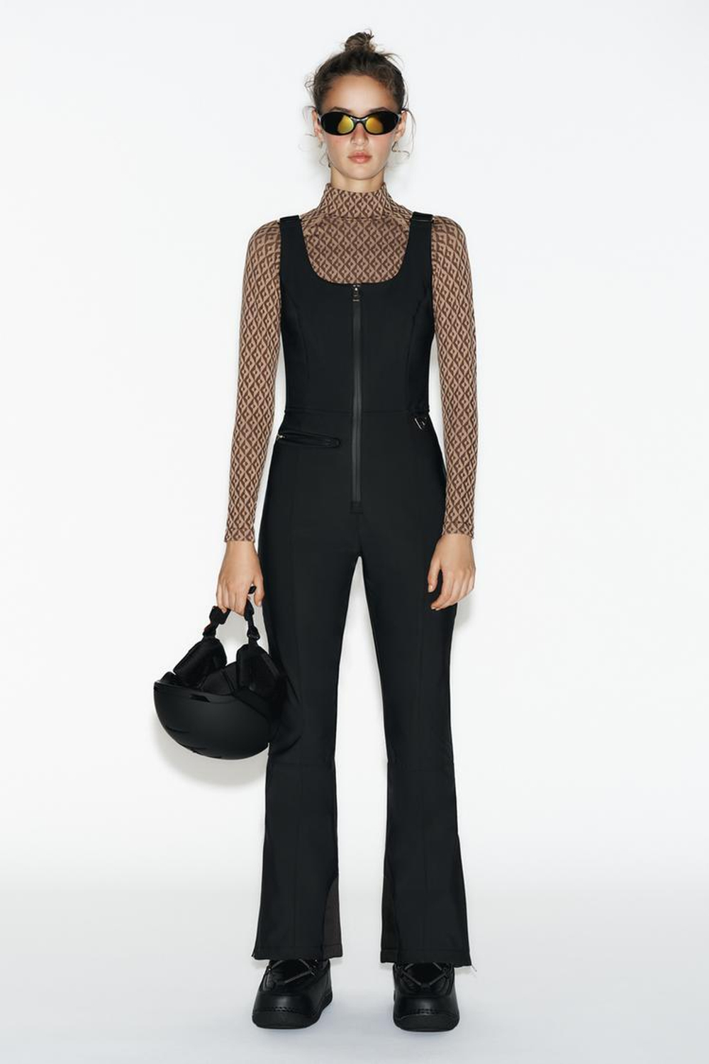 ZARA ВОДОНЕПРОНИЦАЕМЫЙ КОМБИНЕЗОН, ЧЕРНЫЙ