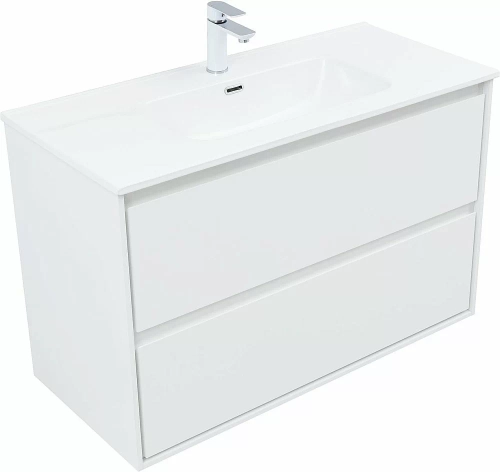 Тумба с раковиной Aquanet Милан 336370/254365 100 белый глянец
