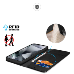 Чехол книжка из натуральной кожи с защитой RFID от Dux Ducis для Samsung Galaxy S25 Ultra, серия Hivo Series Case