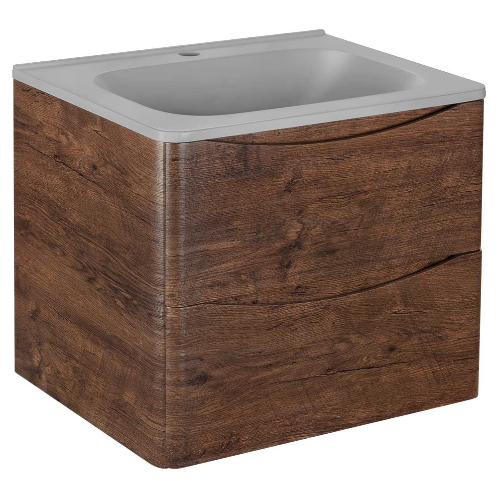 Тумба под раковину Vincea Paola 600 подвесная, 2 выкатных ящика soft close, R.Wood