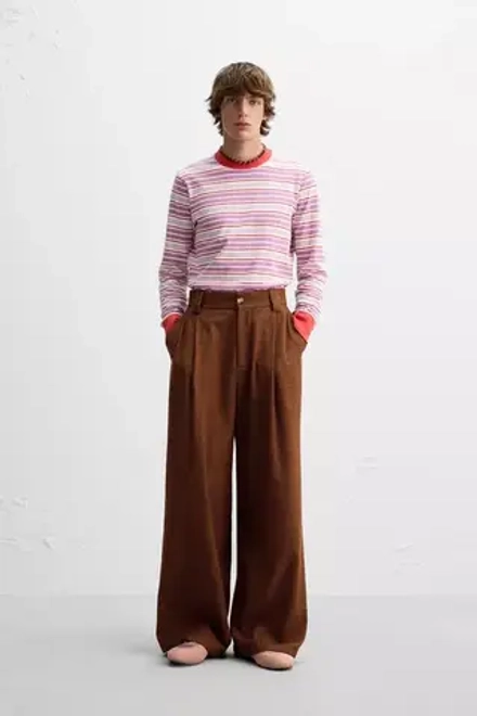 ZARA X HARRY LAMBERT ШИРОКИЕ БРЮКИ, ЧЕРЕПИЧНЫЙ