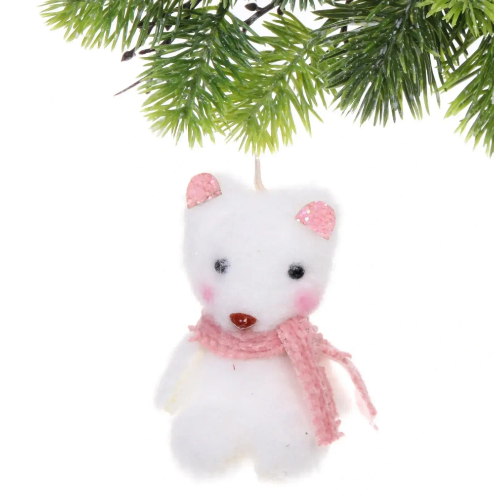 Подвеска «Медвежонок в шарфике» 8 см, Розовый