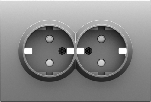 Накладка для розетки 2-й с заземлением, со шторками 16A 250 В~, серый графит, серия S08