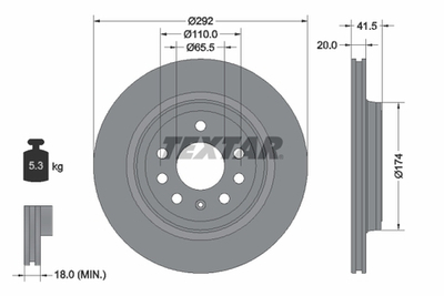 TEXTAR - 92118403-TET - Brake Disc