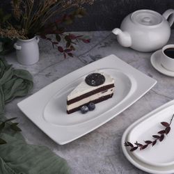 Блюдо прямоугольное 30,2*17,6 см h3,2 см с бортом Asymmetry белое фарфор NEW P.L. [4]