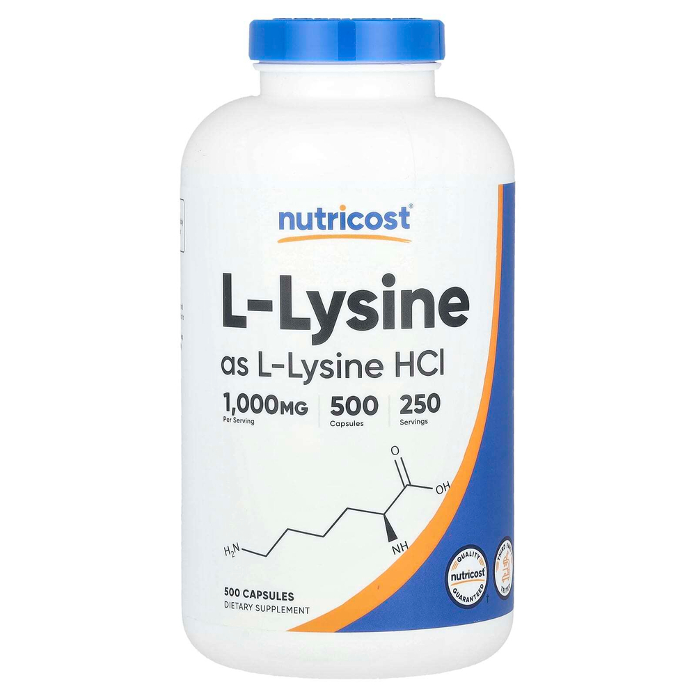 Nutricost, L-лизин, 500 капсул (500 мг в 1 капсуле)