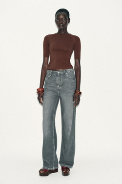 ZARA МЯГКАЯ ФУТБОЛКА, КОРИЧНЕВЫЙ