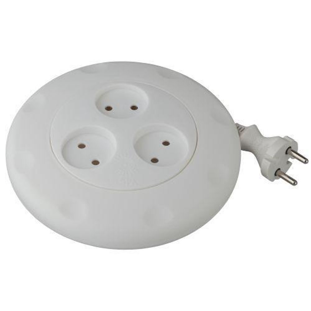 Удлинитель-рулетка 3х3м без заземл. 10А IP20 UR-3-3m-W ПВС 2х0.75 бел. Эра Б0019038