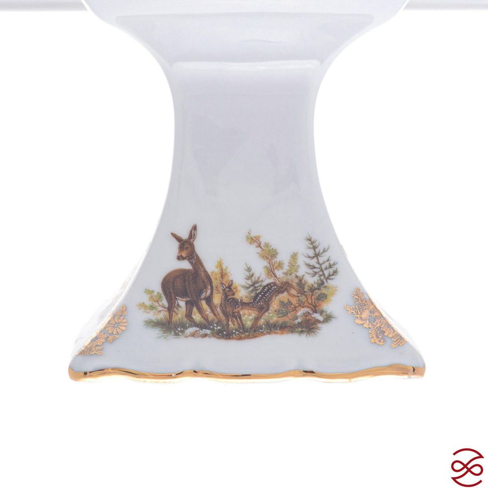 Блюдо квадратное на ножке Queen's Crown Охота красная 34*29см