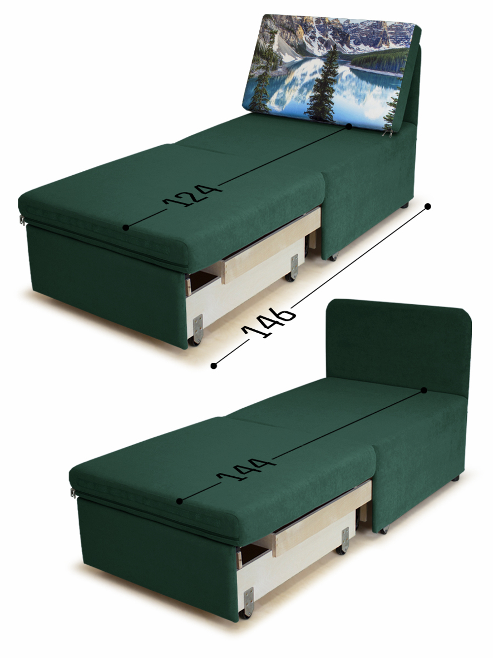 Кресло-кровать "Миник" 70 см, купон Пейзаж