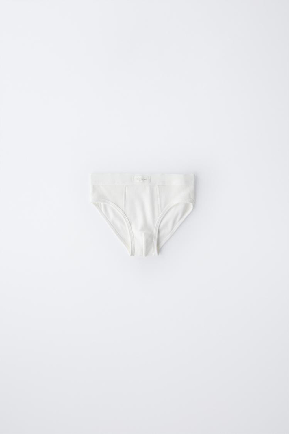 ZARA НАБОР ИЗ ТРЕХ ТРУСОВ В РУБЧИК С НАШИВКОЙ, ЭКРЮ