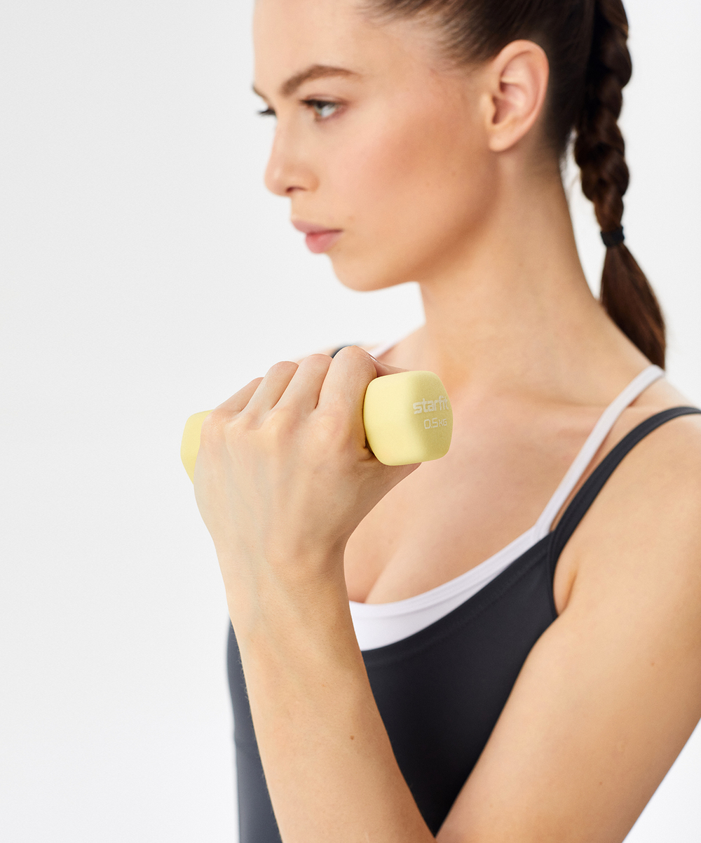 Гантель неопреновая DB-201 0,5 кг, желтый пастельный