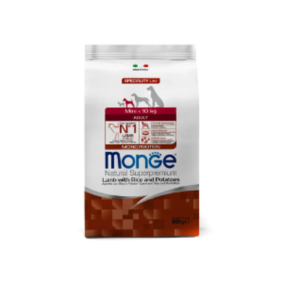 Сухой корм для взрослых собак мелких пород из ягненка с рисом и картофелем Monge Dog Speciality Line Monoprotein Mini 0,8кг