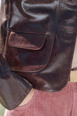 ZARA КУРТКА ИЗ НАТУРАЛЬНОЙ КОЖИ, БОРДОВЫЙ