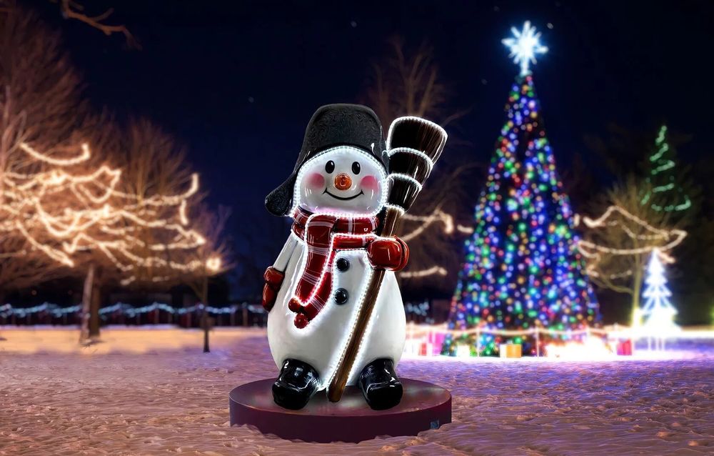 Уличная фигура "Снеговик с метлой"