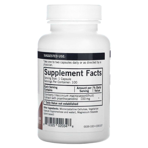 Kirkman Labs, клюквенный суперантиоксидант, 100 капсул (100 мг в капсуле)