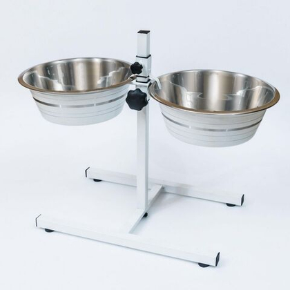 DOUBLE DINNER Подставка металлическая с мисками (белые миски)