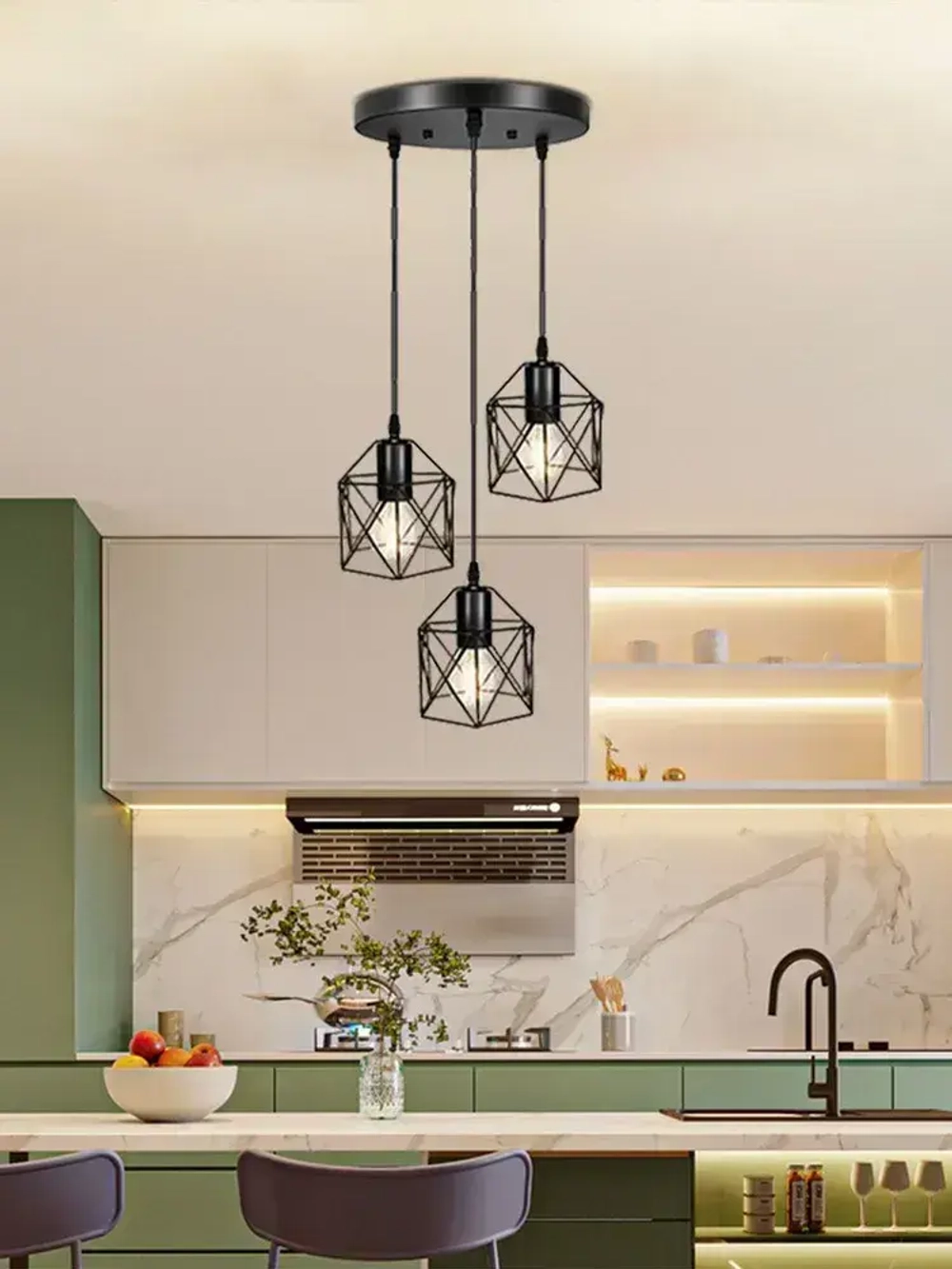 Люстра потолочная подвесная Лофт светильник на кухню, в гостиную и спальню,E27,регулировка длины,AYHOME