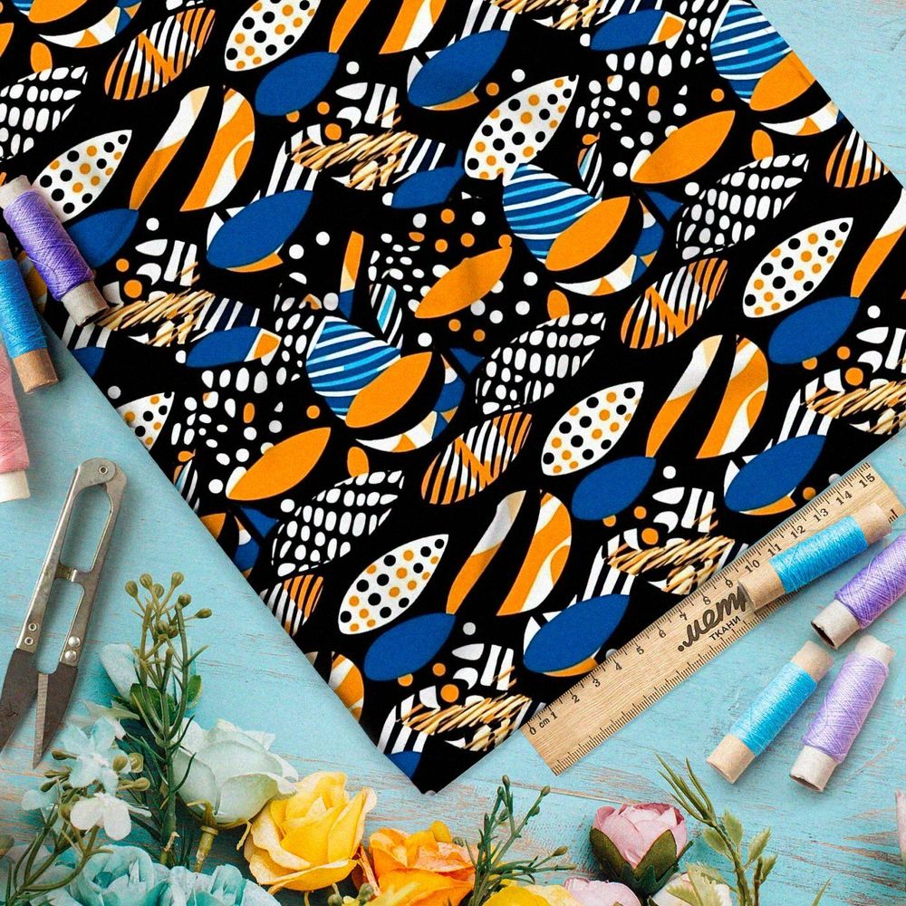 Ткань премиум атлас карамельный калейдоскоп